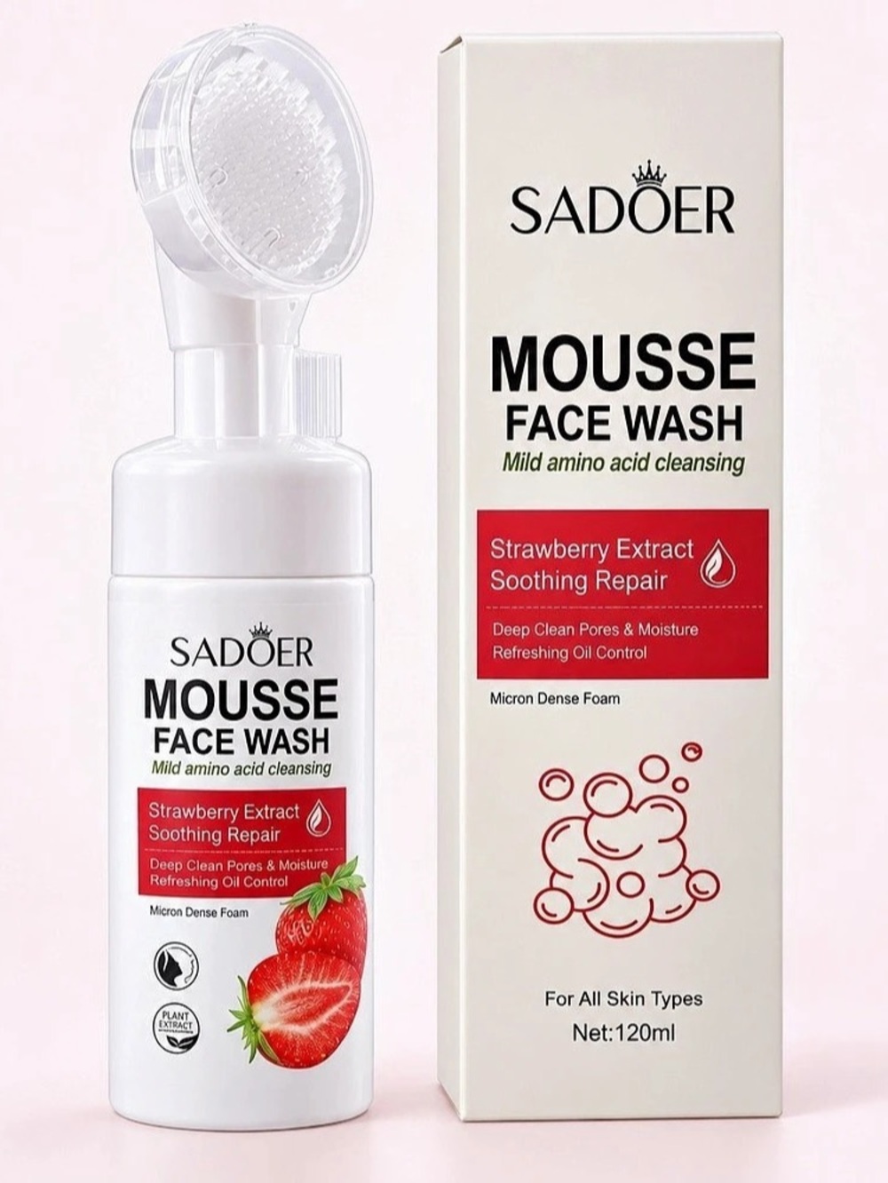 SADOER Strawberry Extract Mousse Face Wash 120ml Cleanser NWT
